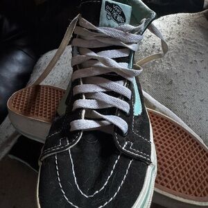 Vans High-Top Sneakers in Black and Light Blue